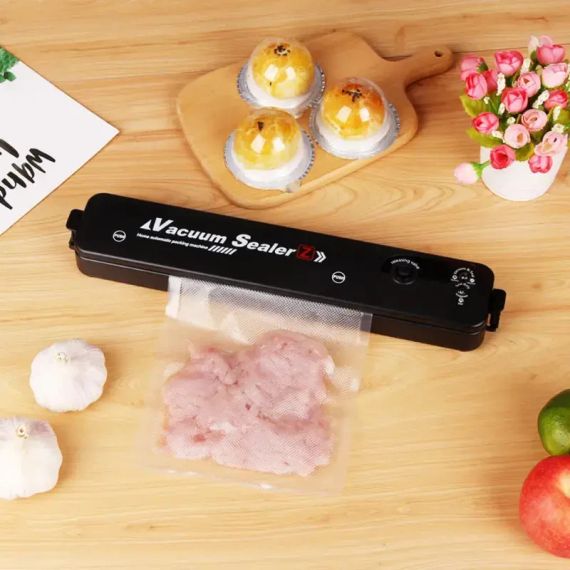Вакууматор Vacuum Sealer вакуумный упаковщик для еды, бытовой вакууматор черный | Зображення 2