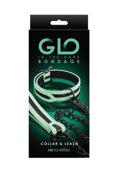 Нашийник з повідцем NS Novelties GLO Bondage Collar And Leash Green світяться в темряві Sex Aura | Зображення 2