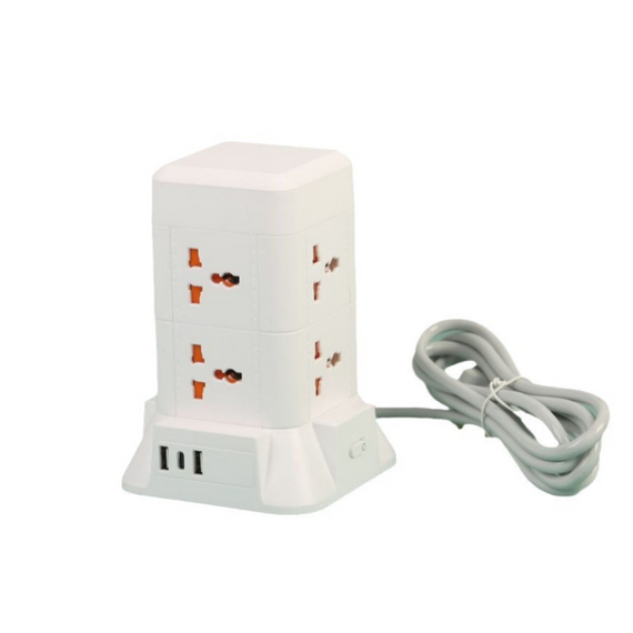 Сетевой фильтр удлинитель 4.8 м с лампой на 6 универсальных розеток с 2 USB, 1 Type-C, беспроводная зарядка HP-5-3MF