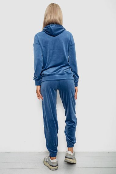 Спортивный костюм женский велюровый, цвет джинс, 241R1530-5 | Зображення 3