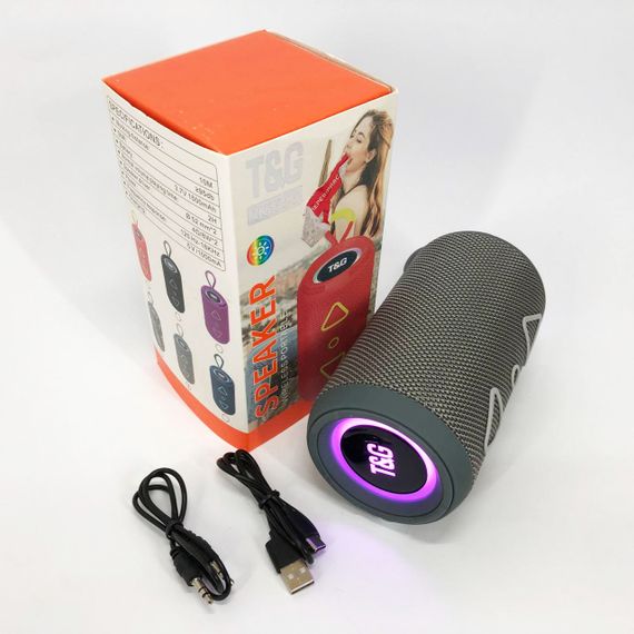 Bluetooth колонка портативна TG656 FM-радіо, Гучна блютуз колонка, Колонка для вечірки. Колір: сірий | Зображення 7