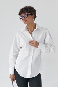 Класична однотонна сорочка з драпіруванням - молочний цвет, ONE SIZE (є розміри)