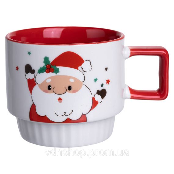 Новогодняя фарфоровая Санта 400 (мл) Белая с красным Yiwu FM-CS-50D | Зображення 1