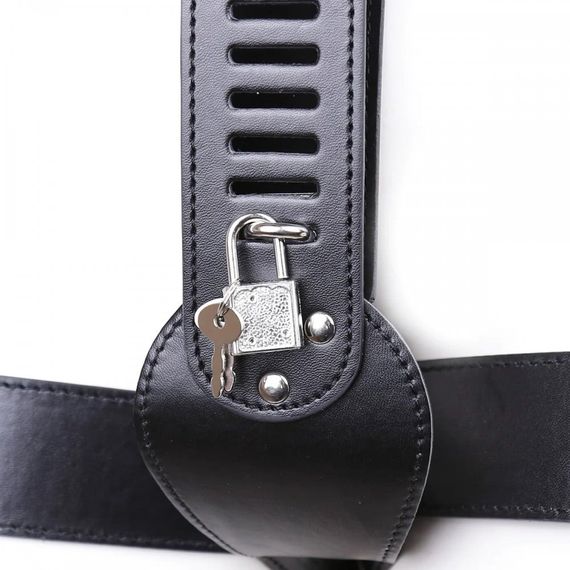 Шкіряний пояс вірності чорний DS Fetish | Зображення 4