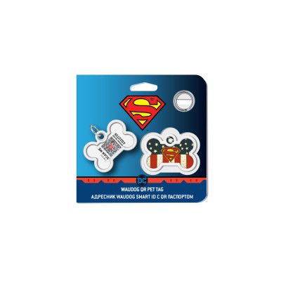 Адресник для животных WAUDOG Smart ID с QR паспортом "Супермен Америка" кость 40х28 мм (0640-1010) | Зображення 4