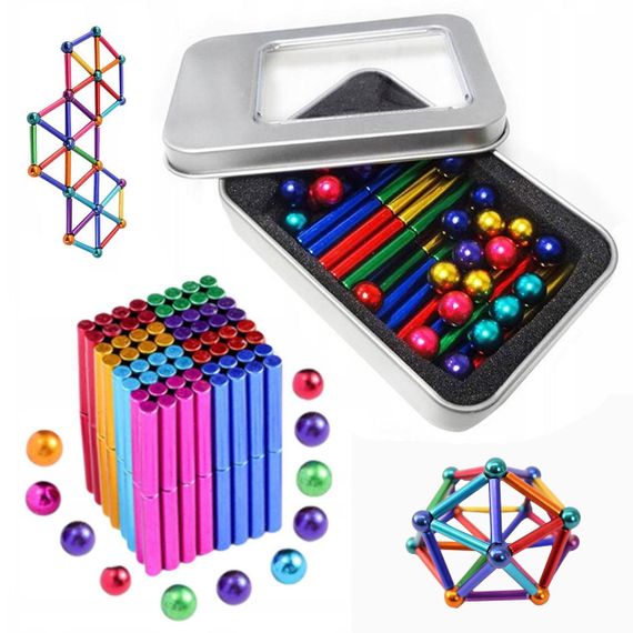 Магнитный конструктор-головоломка 36 палочек и 27 шариков, Разноцветный / Развивающая игрушка-головоломка для