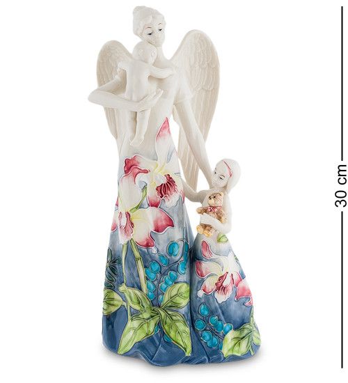 Декоративная статуэтка Ангел с детьми 30см с голубым подолом | Зображення 5