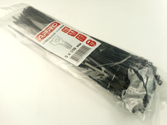 Хомут пластиковий APRO 350х5 (100 шт. в уп.) чорний, 1 ПАКОВКА (CT-B5350)