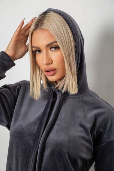 Спортивный костюм женский велюровый, цвет серый, 241R1530-5 | Зображення 4