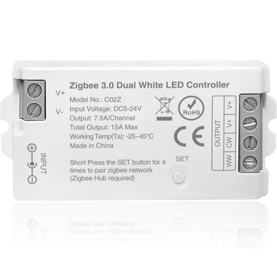 Светодиодный контроллер ZigBee 3.0 C02Z CCT, Dual White LED 5-24В