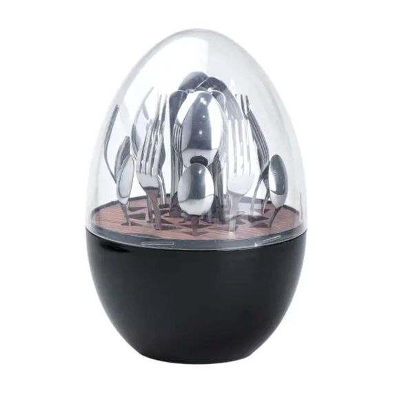 Набір столових приладів на 6 персон із нержавіючої сталі 24 штуки з підставкою Яйце Чорний HP78811 | Зображення 1