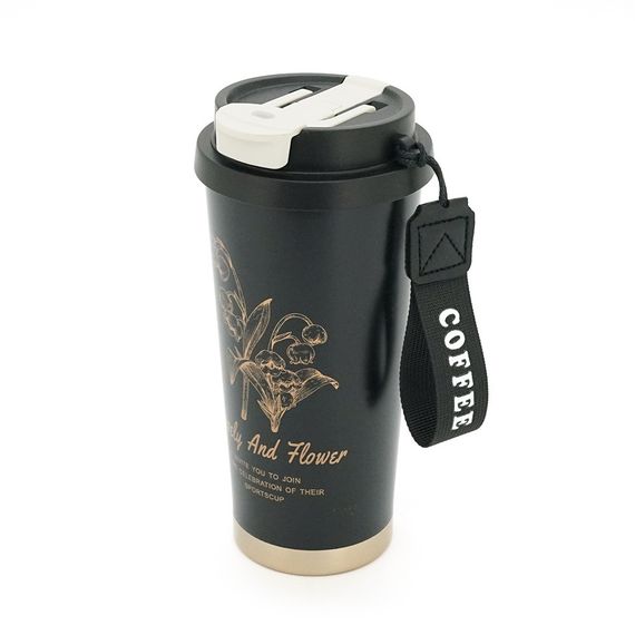 Термокружка пластиковая Merlion Coffee, объем 500м л, колба из нержаве арт.42727