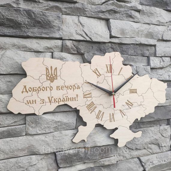 Настінний годинник Карта України з фанери Патріотичний дерев'яний годинник | Зображення 2