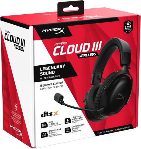 Гарнітура HyperX ігрова Cloud III, WL/USB-A/USB-C, чорний (77Z45AA) | Зображення 8