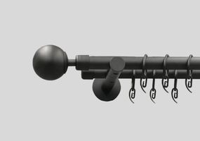 Черный матовый Карниз для штор металлический, двухрядный 19 мм (комплект) Калисто кронштейн цилиндр 160см.