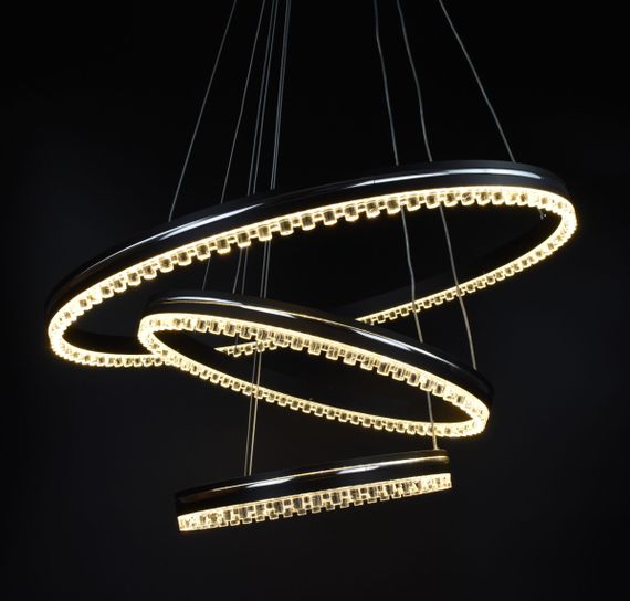 Люстра світлодіодна підвісна LED світильник для квартири на стелю лед з пультом 26540 Чорний 50-140х60х60 см. | Зображення 2