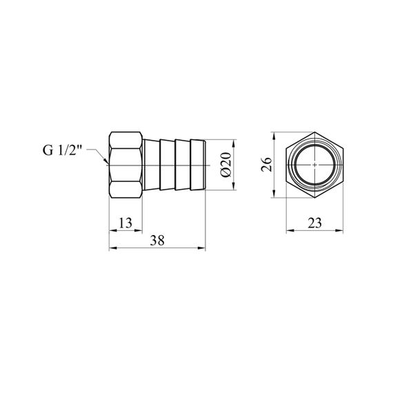 Штуцер Karro 1/2" РВ, D=20 мм нікельований KR-820 | Зображення 1