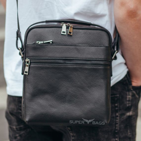 Мужская кожаная сумка Tiding Bag 412072 Черная