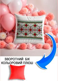 Подушка плюшева Мерч Крафт Дизайн з принтом орнамент 05 червоний плюш квадратна 33х33 см