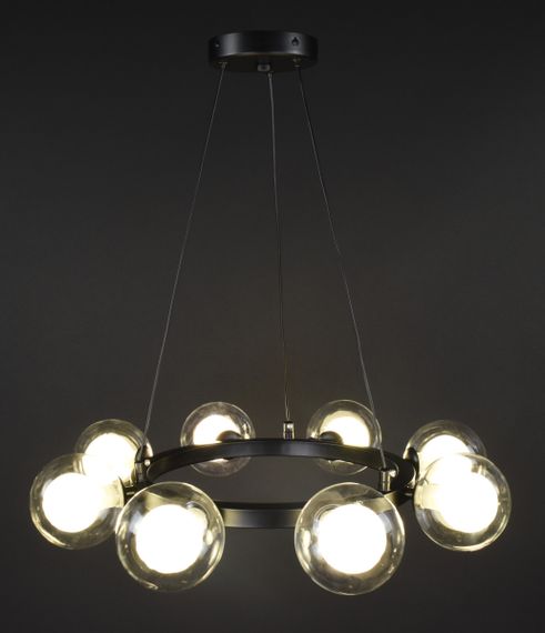 Люстра підвісна на 8 лампочок 27914 Чорний 25-130х54х54 см. | Зображення 1