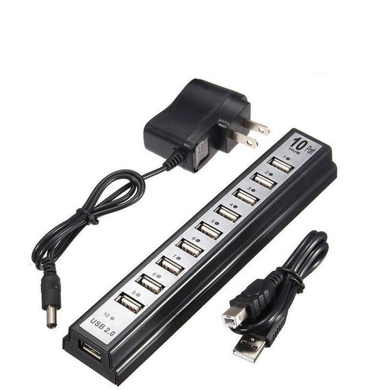 Разветвитель USB HUB на 10 портов с активной зарядкой 220V. JT-979 Цвет: черный | Зображення 9