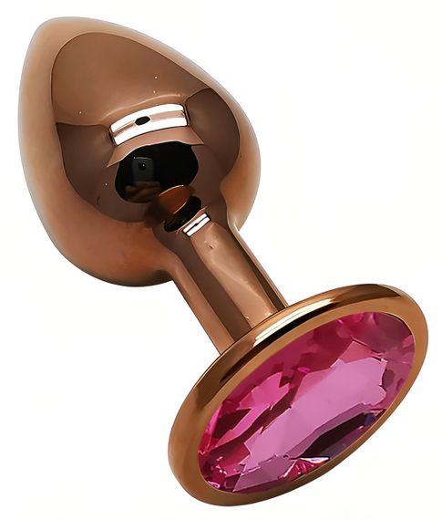 Анальная пробка с кристаллом EGZO - Dark Gold Round Plug Rose, size S sexstyle | Зображення 1