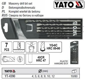 Набор сверло YATO кирпич свердло по цеглі Ø=4-12мм 7 штук YT-4390