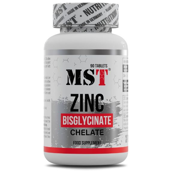Мікроелемент Цинк для спорту MST Nutrition Zinc Chelate Bisglycinate 90 Tabs