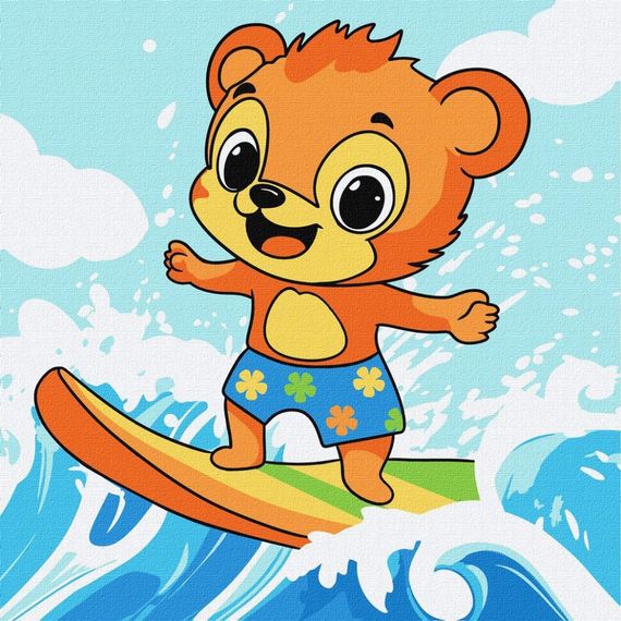 Картина по номерам "Лето. Медвежонок ловит волну" ©art_selena_ua KHO1250, 25х25 см