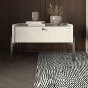 Тумба приліжкова LION Wood з однією шухлядою Бетон style (чорні ножки) (LION-041309)