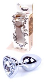 Анальний затор Boss Series - Jewellery Silver Heart PLUG Clear S, BS6400048 sexstyle