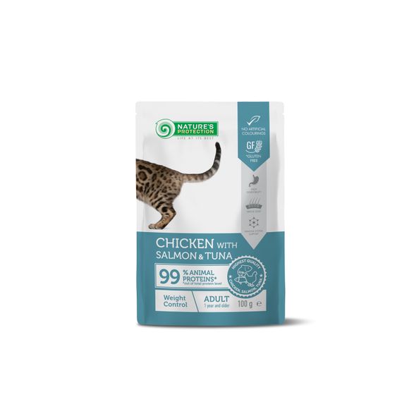 Корм Nature’s Protection Weight Control, Chicken with Salmon & Tuna влажный с курицей, лососем и тунцом для котов с излишним весом 100 гр