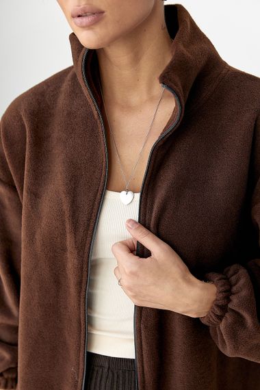 Флісова кофта на блискавці - коричневий цвет, 36р (є розміри) | Зображення 3