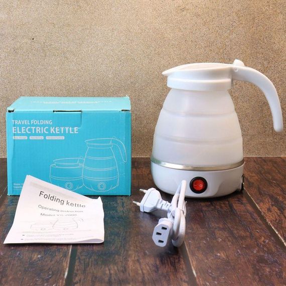 Складной силиконовый электрочайник 600 мл, YS-2008, Белый / Портативный дорожный мини-чайник | Зображення 9