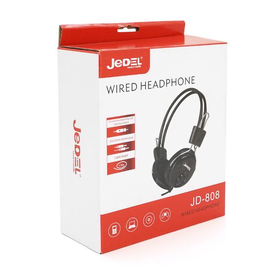 Наушники ведущие Jedel JD-808, с микрофоном, Black | Зображення 1