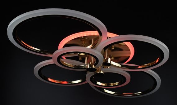 Люстра світлодіодна стельова LED світильник для квартири на стелю лед з пультом 26946 Золото 11х57х77 см. | Зображення 4