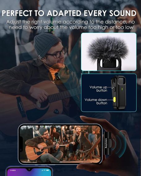 Петличный микрофон, беспроводной, hoyiours для iPhone, iPad, Plug-Play микрофон петличка для iPhone, | Зображення 7