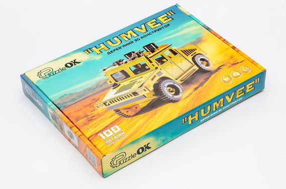 Конструктор Puz-00927 "HUMVEE" дерев'яний, р.22х11х12,5см PuzzleOk | Зображення 5