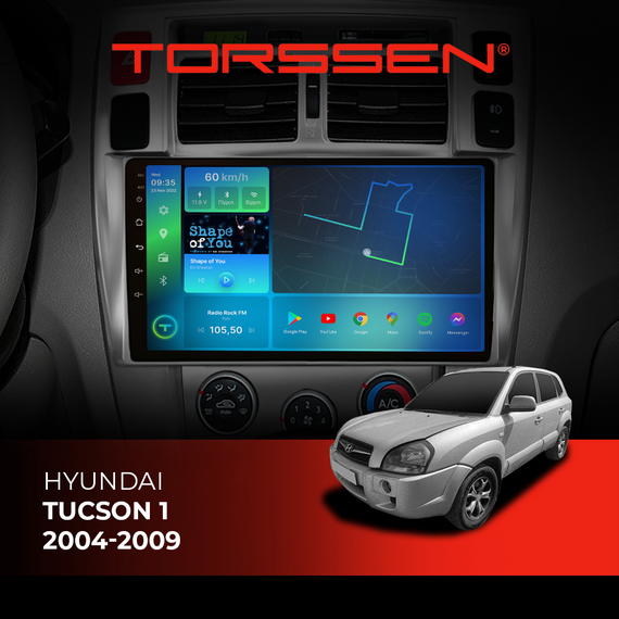 Штатна магнітола Torssen Hyundai Tucson 1 04-09 NF10 Carplay