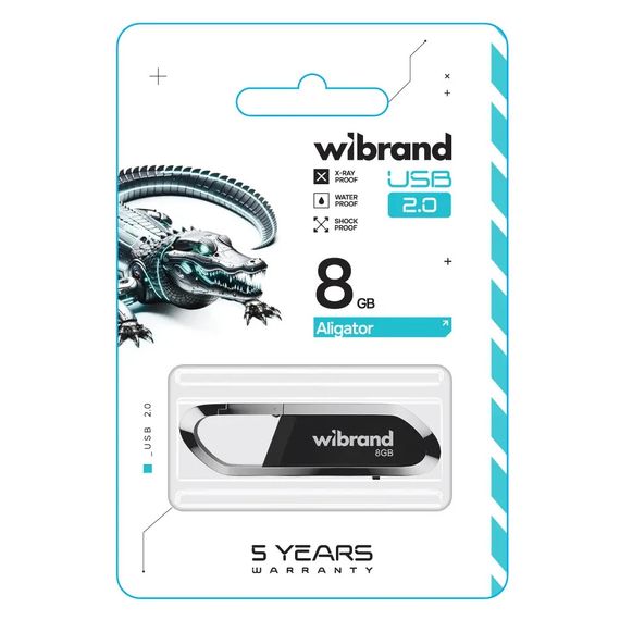 USB флеш накопичувач Wibrand 8GB Aligator Black USB 2.0 (WI2.0/AL8U7B) | Зображення 1