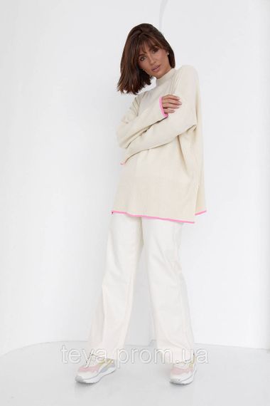 Женская кофта oversize с карманом на груди цвет кремовый размер S FL_000613 | Зображення 5
