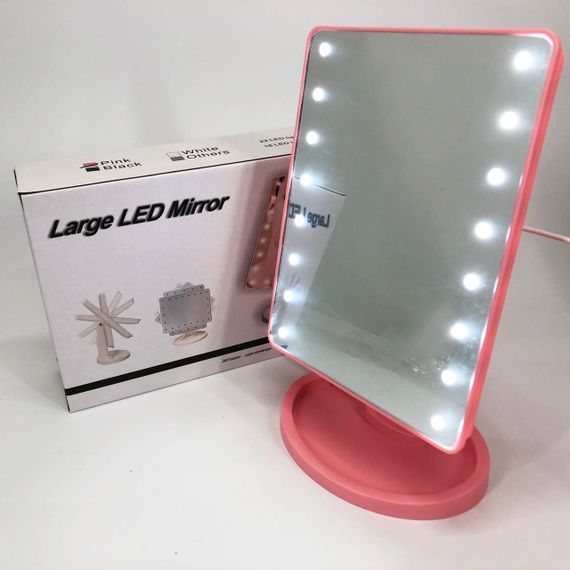 Зеркало для макияжа с 16 LED подсветкой Mirror, косметическое зеркало с подсветкой. Цвет: розовый | Зображення 5