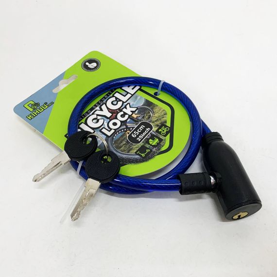 Замок велосипедный KIHUU LOCK 801, 8*65 тросовый, 2 ключа. Цвет: синий BE-15 | Зображення 1