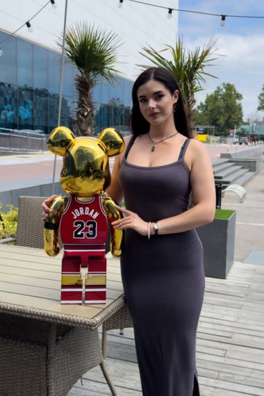 Фигурка  Bearbrick NBA Chicago Bulls Gold / Chrome дизайнерська статуетка ведмідь Беарбрік 70 см mb041 золотистий