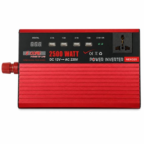 Инвертор 5 CORE UN-3058 2500W 12V • Преобразователь напряжения 5 CORE UN-3058 12V-220V 1100 Вт с USB и модифицированной синусоидой | Зображення 1