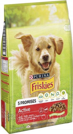 Сухий корм для активних собак Purina Friskies Active, з яловичиною 10 кг | Зображення 1
