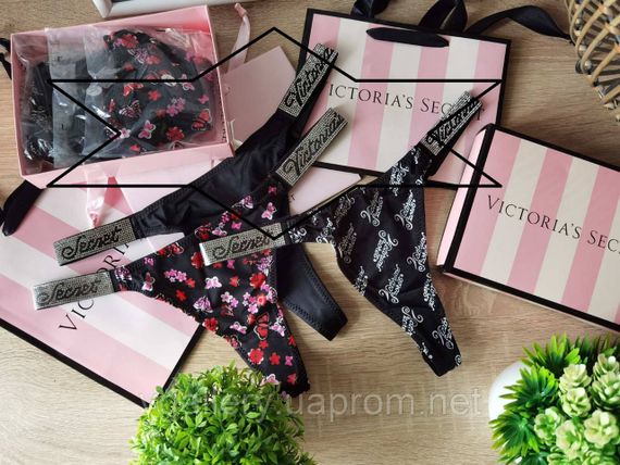 Женские стринги Victoria's Secret со стразами 4 шт набор, женские стринги Виктория Сикрет, стринги Виктория Сикрет 4шт на выбор ХЛ | Зображення 6