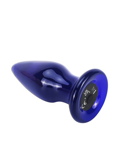 Скляна анальна пробка із вібрацією ToyJoy Buttocks конічної форми, синя Sex Aura | Зображення 5
