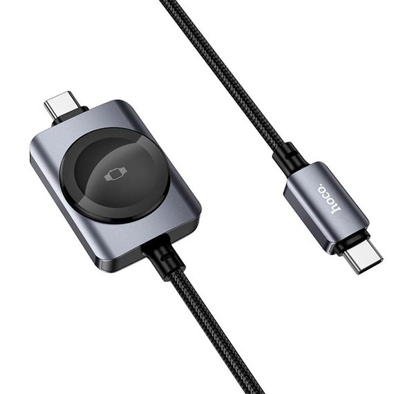 Дата кабель Hoco CW66 2in1 Type-C to iWatch/Type-C PD100W (1.2m) Black | Зображення 1