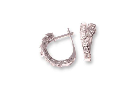 Серьги «Змеи» из белого золота с фианитами S-0353 | Зображення 2